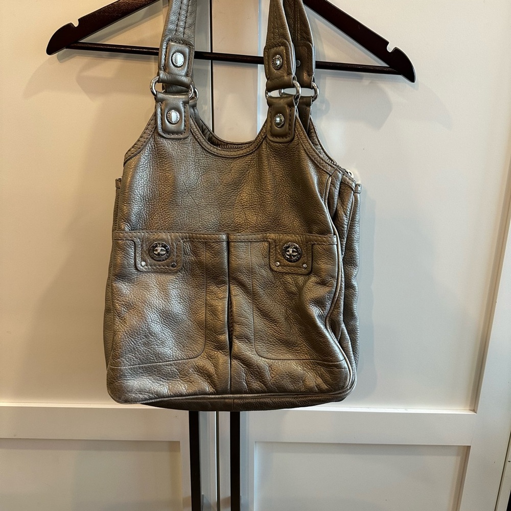 Marc by Marc Jacobs Metallic Pewter Leather Shoulder Tote